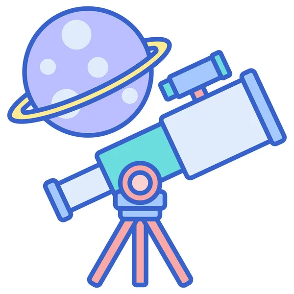 Astronomy Planets Telescope Icon Filled Outline Style — Stock Vector