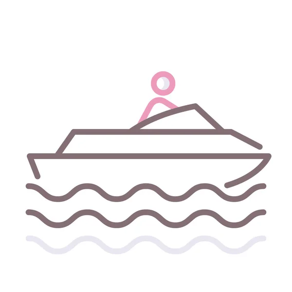 Βάρκα Βάρκα Εικονίδιο Ταχύπλοο Στην Κατηγορία Αναψυχής Χόμπι — Διανυσματικό Αρχείο