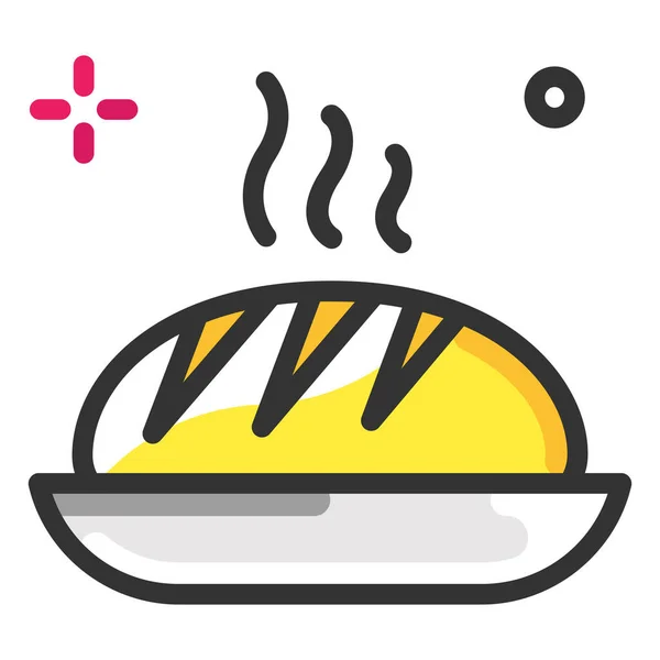 Icono Desayuno Pan Baguette Estilo Contorno Lleno — Vector de stock