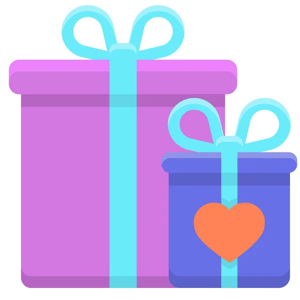 Regalos Giftboxes Presenta Icono Estilo Plano — Archivo Imágenes Vectoriales