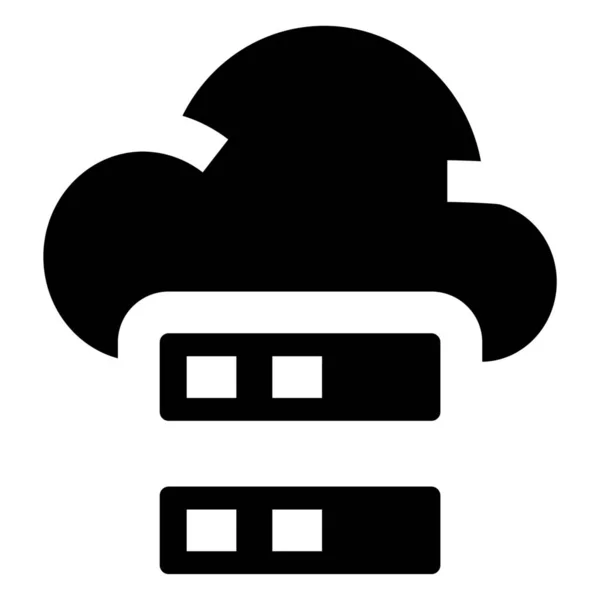 云数据库云服务器云存储图标的坚实风格 — 图库矢量图片