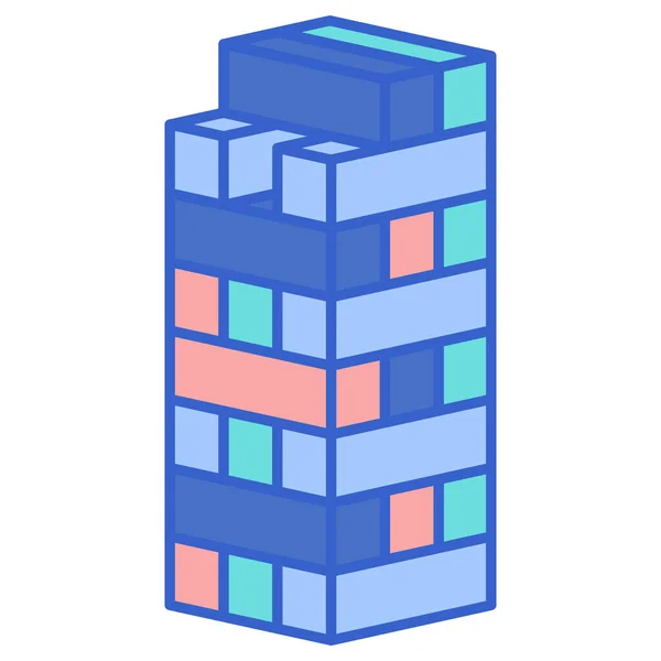 Bloque Jenga Icono Apilamiento Estilo Contorno Lleno — Archivo Imágenes Vectoriales