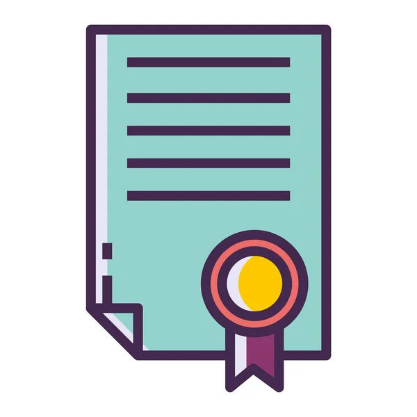 Cert Certificate Degree Icon Filled Outline Style — Διανυσματικό Αρχείο
