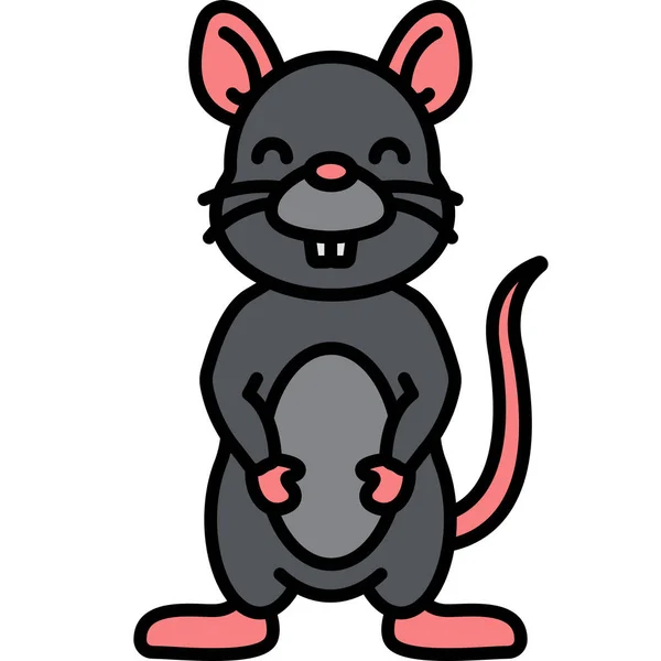 Animal Rat Roedor Icono Estilo Contorno Lleno — Vector de stock