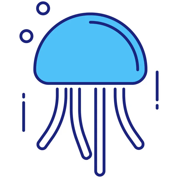 Jellyfish Animal Creature Icon Filled Outline Style — Stock Vector