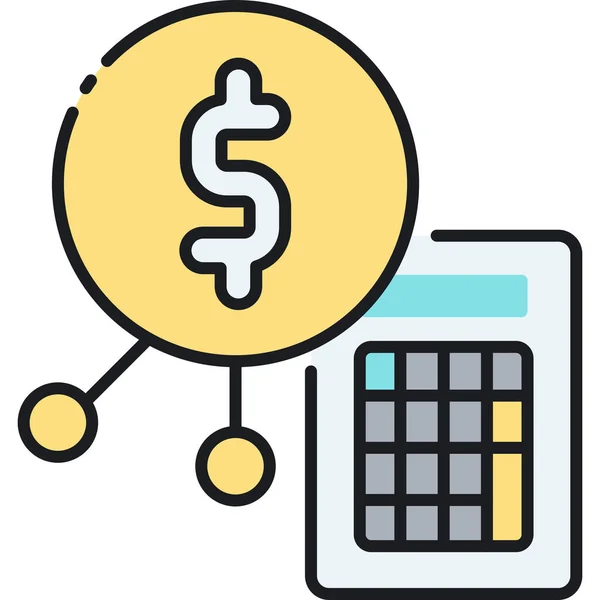 Ikona Financování Bankovních Kalkulaček Vyplněném Stylu — Stockový vektor