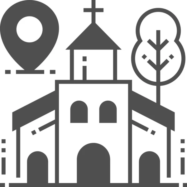 Église Icône Localisation Gps Dans Style Semi Solide — Image vectorielle