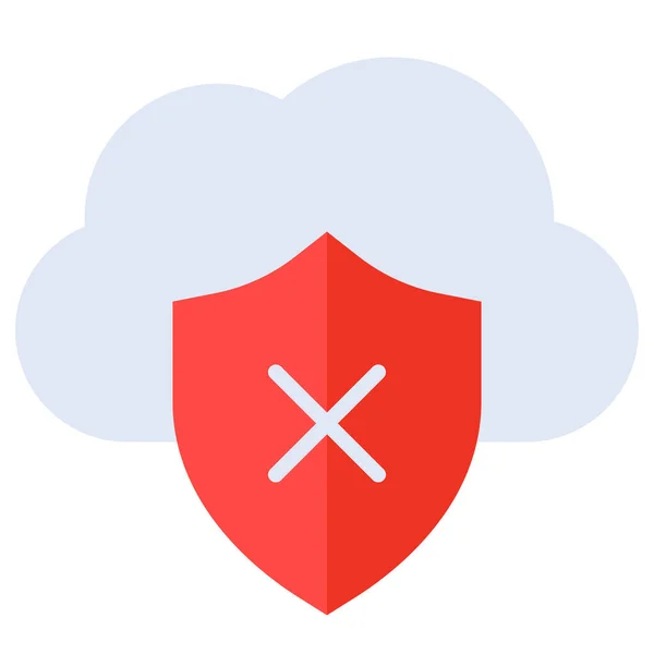 Ícone Proteção Dados Violação Dados Nuvem Estilo Plano — Vetor de Stock