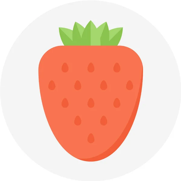 Beerenfrüchte Erdbeer Ikone Flachen Stil — Stockvektor