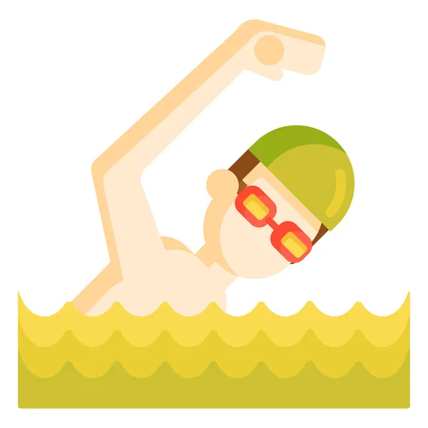 Nuotatore Icona Del Nuoto Stile Piatto — Vettoriale Stock