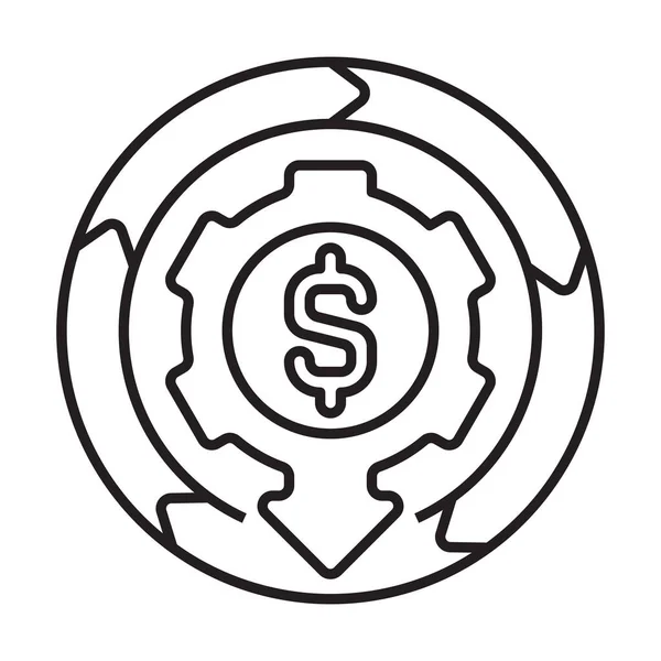 Finance Argent Maigre Icône — Image vectorielle