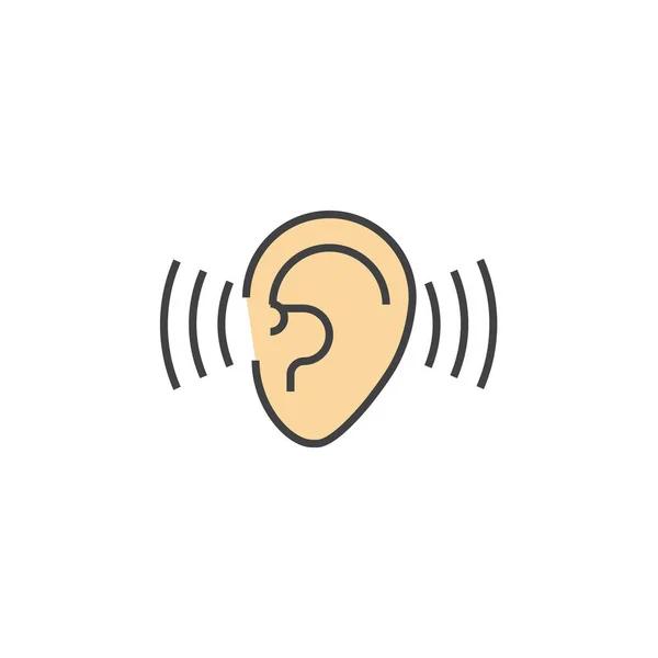 Ear Escuchar Escuchar Los Demás Icono Estilo Contorno Lleno — Vector de stock