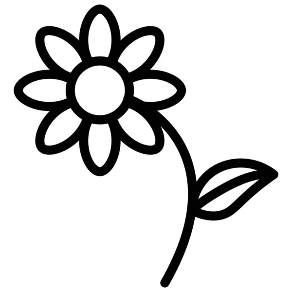 Fleur Jardin Plante Icône Dans Style Contour — Image vectorielle