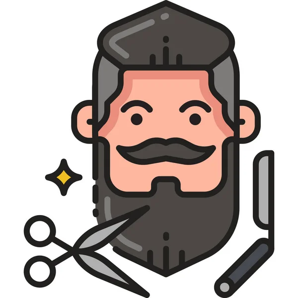 Recorte Barba Icono Corte Pelo Estilo Contorno Lleno — Vector de stock