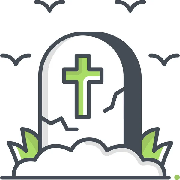 Cimitero Tomba Rip Icona Nella Categoria Halloween — Vettoriale Stock