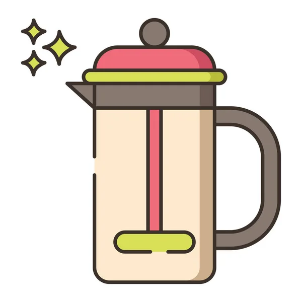 Brew Coffee French Press Icon Filled Outline Style — Διανυσματικό Αρχείο