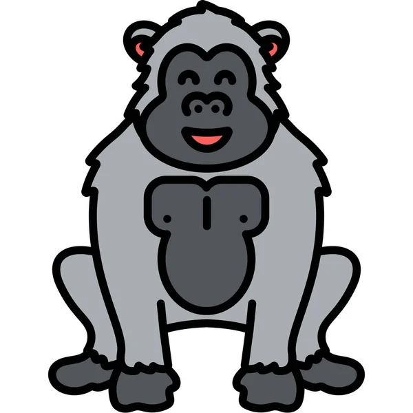 Animal Ape Gorilla Icon Filled Outline Style — Stock Vector