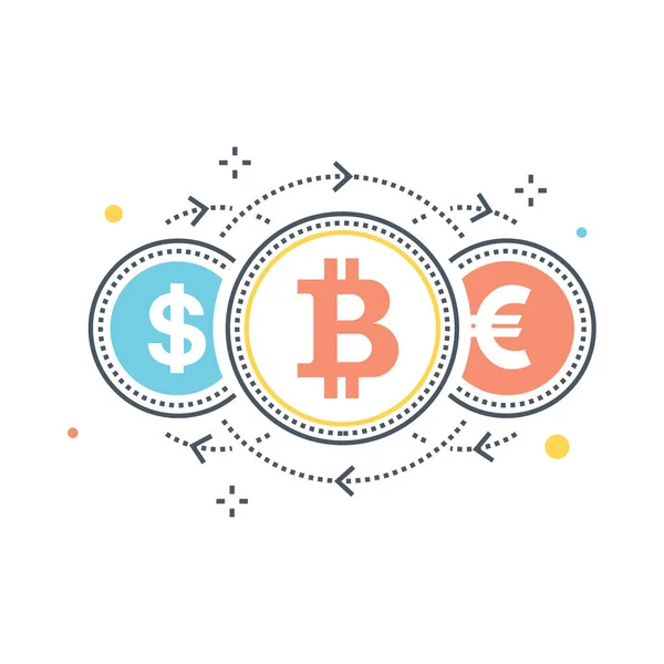 Bitcoin Exchange Currency Icon Outline Style — Stock Vector