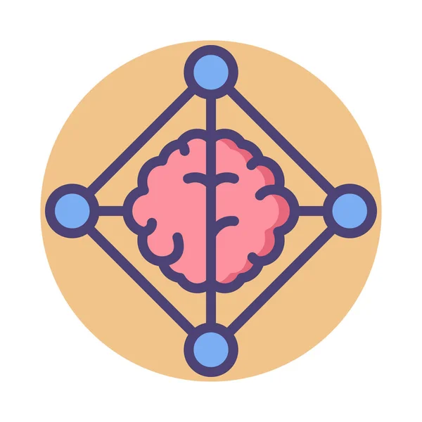 Brain Deep Learning Icon Filled Outline Style — Stock Vector