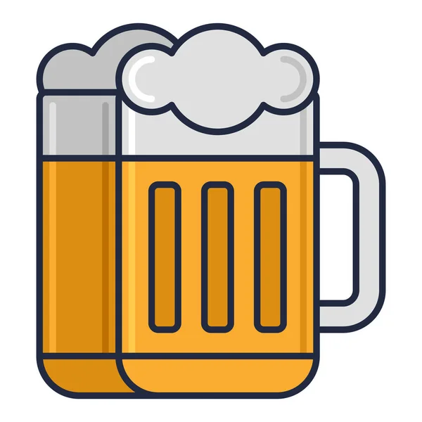 Alcohol Cerveza Bebida Icono Estilo Contorno Lleno — Vector de stock
