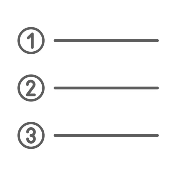 Elenco Numeri Icona Stile Contorno — Vettoriale Stock