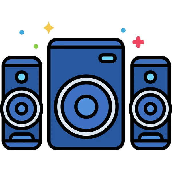 Icono Del Sistema Altavoces Del Dispositivo Estilo Contorno Lleno — Vector de stock