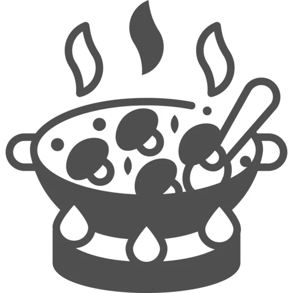 Cozinhar Fritar Ícone Fritura Estilo Semi Sólido — Vetor de Stock