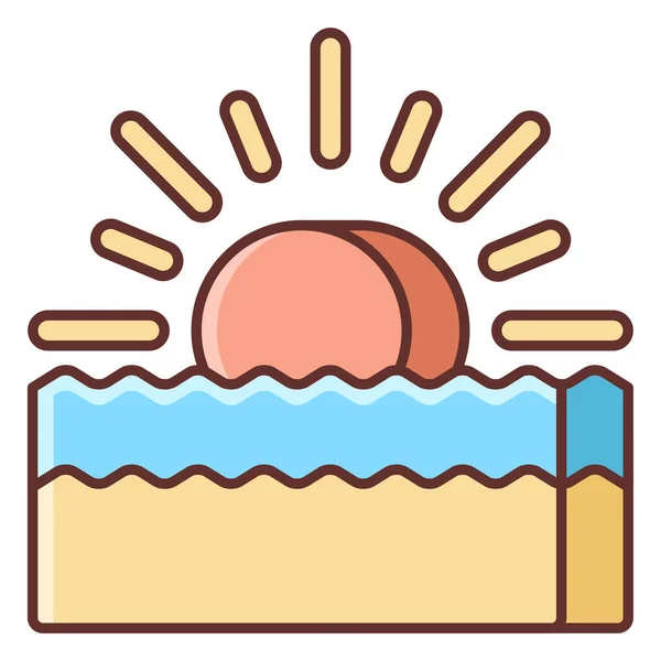 Playa Verano Sol Icono Categoría Verano — Vector de stock