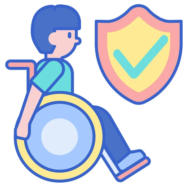 Icône Couverture Assurance Invalidité Dans Style Contour Rempli — Image vectorielle
