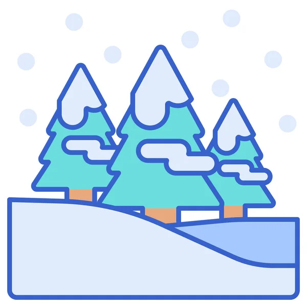 Bosque Icono Del Árbol Nieve Estilo Contorno Lleno — Vector de stock