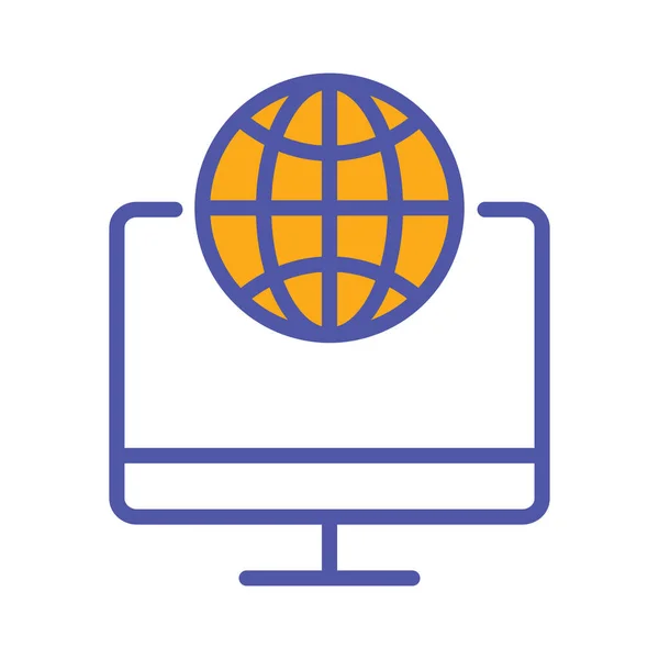 Παγκόσμιο Communiation Παγκόσμιο Δίκτυο Εικονίδιο Του Διαδικτύου Στυλ Γεμάτο Περίγραμμα — Διανυσματικό Αρχείο