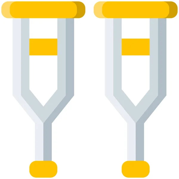 Muletas Quebrado Ícone Lesão Estilo Plano —  Vetores de Stock