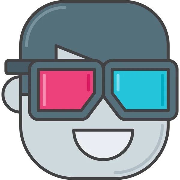 Gafas Icono Película Estilo Contorno Lleno — Vector de stock