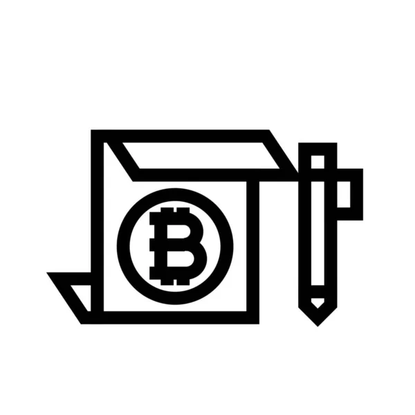 Ledger Agreement Bitcoin Icon Outline Style — Stock Vector