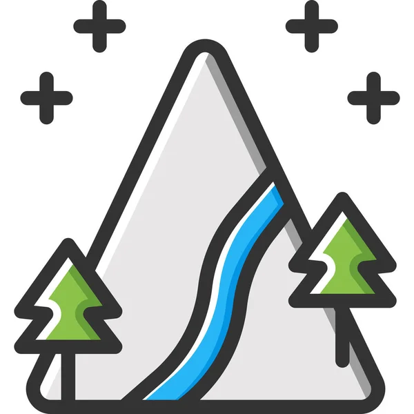 Ikona Górskich Gór Krajobrazu Stylu Wypełnionym — Wektor stockowy
