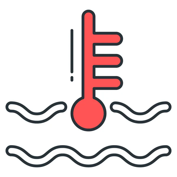 Icono Del Salpicadero Advertencia Temperatura Estilo Contorno Rellenado — Vector de stock