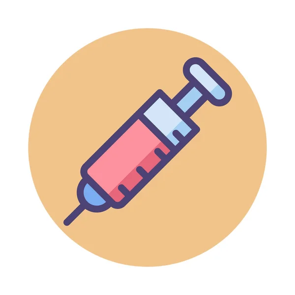 Icône Seringue Injection Drogue Dans Style Badge — Image vectorielle