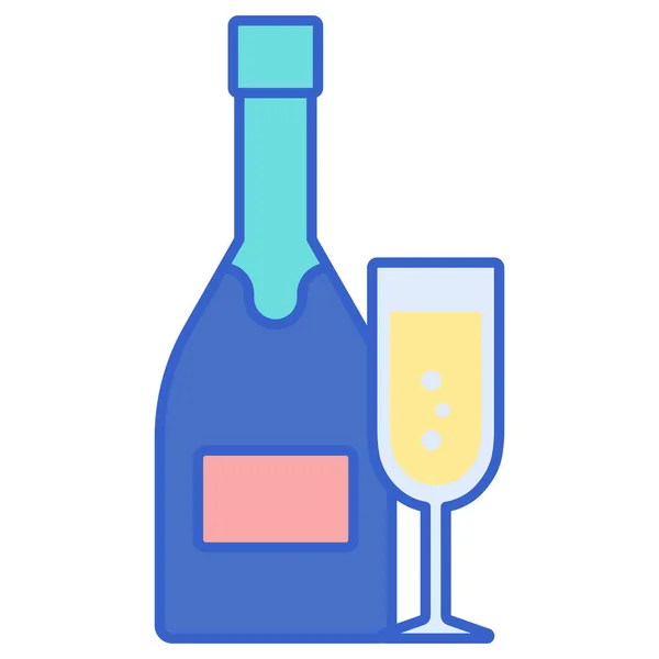 Wijn Champagne Sprankelende Pictogram — Stockvector