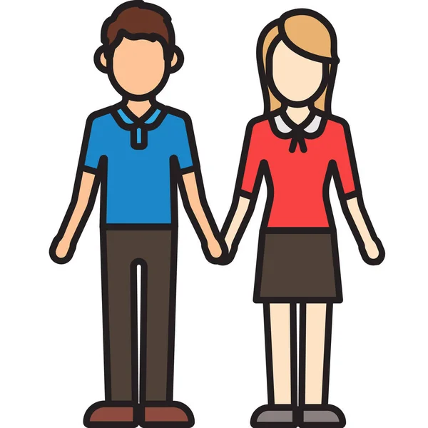 Ikon Pacar Pasangan Pacar Dalam Gaya Kalimat Penuh - Stok Vektor