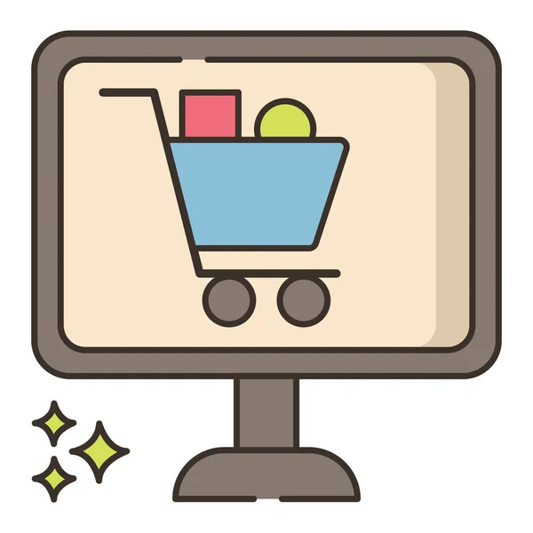 Marketing Online Shopping Icon Filled Outline Style — Διανυσματικό Αρχείο