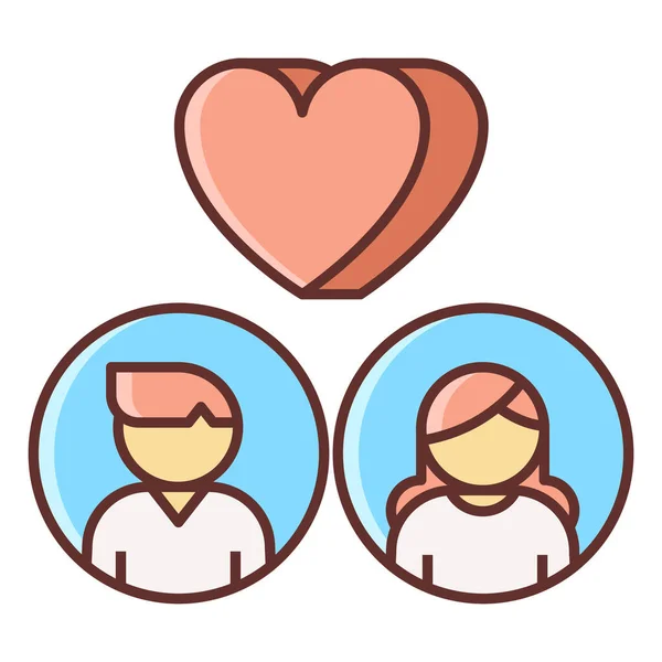 Dating Love Match Icon Filled Outline Style — Stock Vector