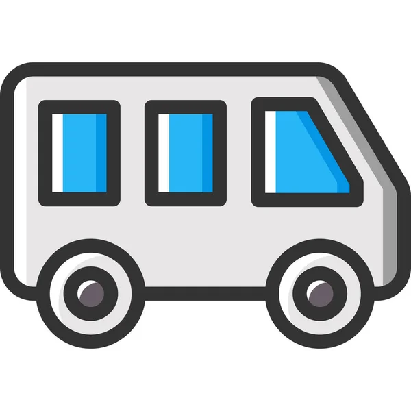 Autobus Trasporto Pubblico Scuola Bus Icona Pieno Stile Contorno — Vettoriale Stock
