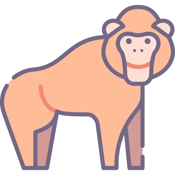 Singe Singe Orang Utan Icône Dans Style Contour Rempli — Image vectorielle