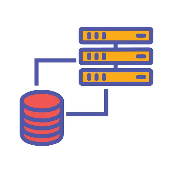 Servidor Base Datos Transferencia Datos Obtener Icono Datos Estilo Esquema — Vector de stock