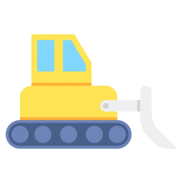 Bulldozer Path Snow Icon Flat Style — Stock Vector