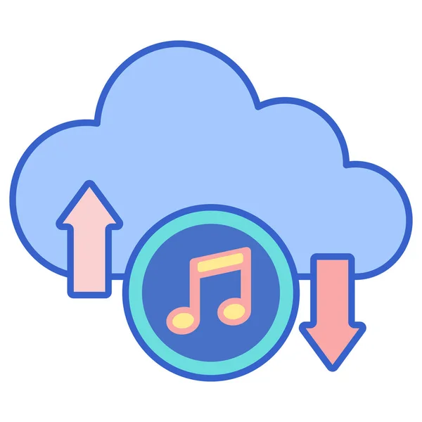 Musique Cloud Icône Ligne — Image vectorielle