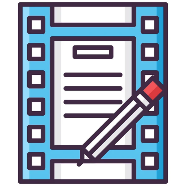 Cinema Film Movie Icon Filled Outline Style — Stock Vector