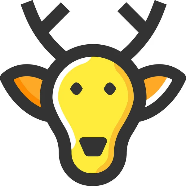 Animal Icono Venado Navidad Estilo Contorno Lleno — Vector de stock