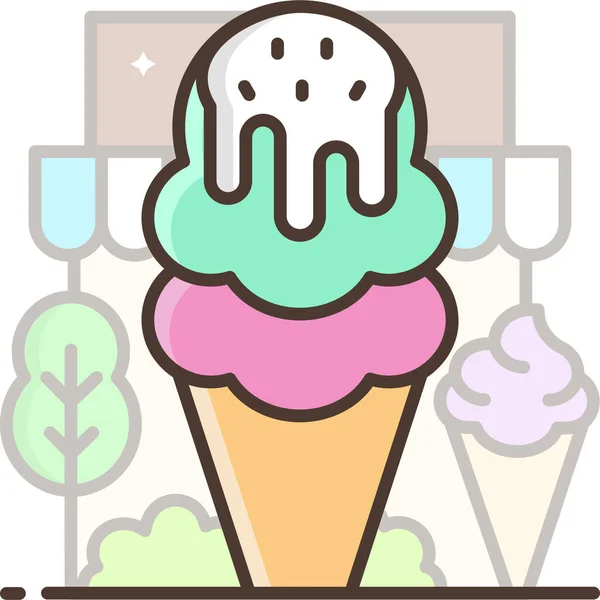 Tatlı Yiyecek Dondurma Ikonu — Stok Vektör