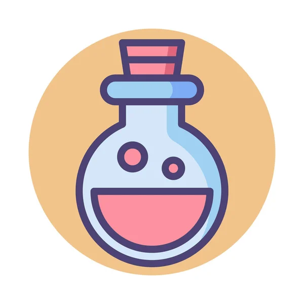Icône Potion Santé Fiole Chimique Dans Style Badge — Image vectorielle